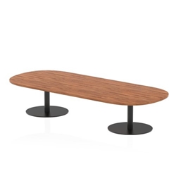 Italia 2400mm Boardroom Coffee Table Walnut Top 475mm High Black Leg