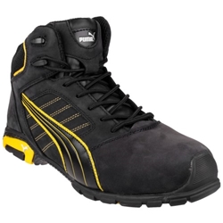 Puma Safety Amsterdam Mid S3 HRO SRC Safety Boot Black/Yellow [Size UK 10/ EU 44]