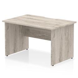 Impulse 1200 x 800mm Scalloped Edge Straight Office Desk Grey Oak Top Panel End Leg