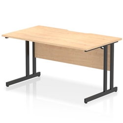 Impulse 1400 x 800mm Scalloped Edge Straight Office Desk Maple Top Black Cantilever Leg