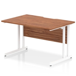 Impulse 1200 x 800mm Scalloped Edge Straight Office Desk Walnut Top White Cantilever Leg