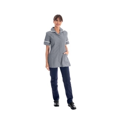 Work in Style Female Nursing Tunic Storm Grey with White Trim 38 Inch DVDTR/STO/WHT/38