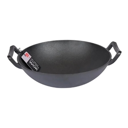 Dexam School of Wok Pre-Seasoned Cast Iron Flat Base Wok 300mm