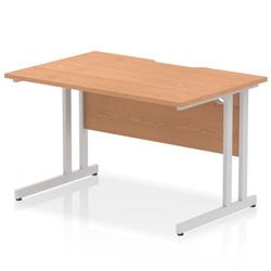 Impulse 1200 x 800mm Scalloped Edge Straight Office Desk Oak Top Silver Cantilever Leg