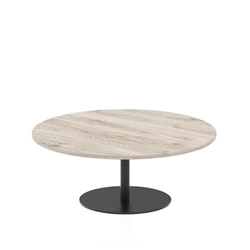 Italia 1200mm Round Coffee Table Grey Oak Top 475mm High Black Leg