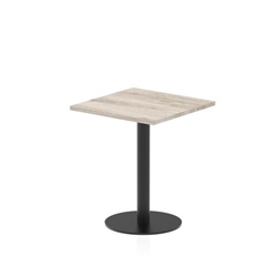 Italia 600mm Poseur Square Table Grey Oak Top 720mm High Black Leg