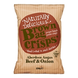 Brown Bag Crisps Aberdeen Angus Beef And Onion 150G 10