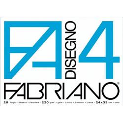 Fabriano disegno 4 - liscio collato- 24x33 cm - 220 g/mq - 20 fogli - bianco
