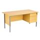 Sonata Rectangular 1500mm Desk with Single 2 Drawer Pedestal - Oak Ref EF1575REC2DPOKBK