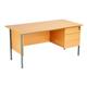 Sonata Rectangular 1500mm Desk with Single 3 Drawer Pedestal - Beech Ref EF1575REC3DPBEBK