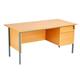 Sonata Rectangular 1500mm Desk with Single 2 Drawer Pedestal - Beech Ref EF1575REC2DPBEBK