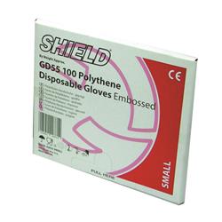 Shield Embossed Polythene Disposable Glove Clear Large Use with Dispensers (Pack of 100) GD55 - L
