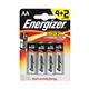 Energizer MAX E91 AA Batteries (Pack of 4) + 2 Free) E300142800