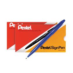 Buy 12 Pentel Sign Pen Fibre Tip Blue FOC Pentel Sign Pen (Pack of 12) PE811483