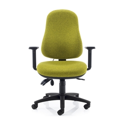 Ergo 5 E2 With Lumbar & Sacral Support Back Rest, Extra Large Seat in Camira Era Forward CSE24 With Height Adjustable Arms With Sliding Arm Pads