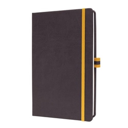 Sigel Linescape Notebook A5 148x213x16mm Hardcover PU 176 80gsm Squared Pages 80gsm With Pen Loop & Elastic Fastener & 2 Ribbon Markers Dark Grey - LS