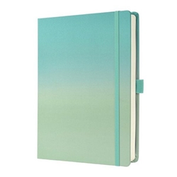 Sigel Jolie Journal A5+ 170x220x24mm Hardcover Fabric Hotfoil Coated 200 120gsm Dot Ruled Pages With Pen Loop & Elastic Fastener Gradient Sea - JB102