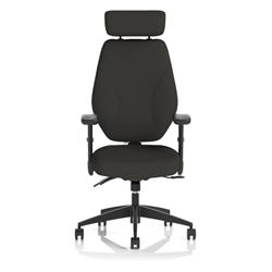 Nexus High Back Black Fabric Ergonomic Task Operator Office Chair with Arms and Headrest Black