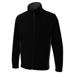 Uneek UC617 Two Tone Full Zip Fleece Jacket Black/Charcoal Small 