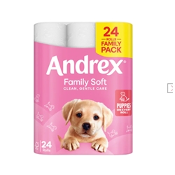 Andrex Family Toilet Roll 2-Ply 170 Sheets Per Roll (Pack of 24) 4978918