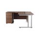 Allegro Crescent Desk And Pedestal : 1600/1200 Crescent Left Hand Silver Legs & 3 Drawer  Desk High Pedestal Dark Walnut