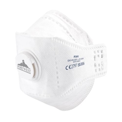 Portwest EAGLE FFP3 Valved Dolomite Fold Flat Respirator (Pk10). Size/Fit  /R, White. Style P391