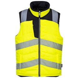 Portwest PW3 Hi-Vis Reversible Bodywarmer. Size/Fit  XXL/R, Yellow/Black. Style PW374