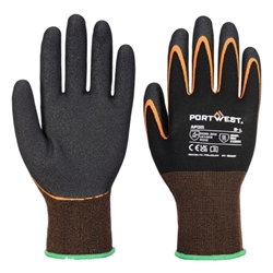 Portwest Grip 15 Nitrile Double Palm Glove. Size/Fit  XXL/R, Black/Orange. Style AP35