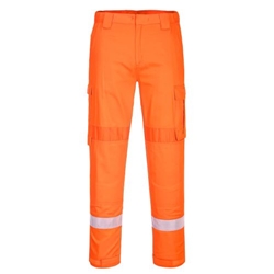 Portwest Bizflame Work Lightweight Stretch Panelled FR Trousers. Size/Fit  XL/R, Orange. Style FR401