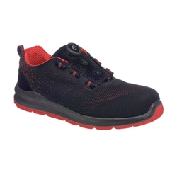 Portwest Composite Wire Lace Safety Trainer Knit S1P. Size/Fit  45/D, Black/Red. Style FT08