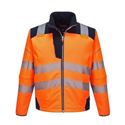 Portwest PW3 Hi-Vis Softshell (3L). Size/Fit  S/R, Orange/Navy. Style T402