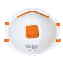 Portwest FFP1 Valved Respirator (Pk10). Size/Fit  /R, White. Style P101