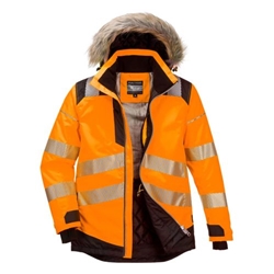 Portwest PW3 Hi-Vis Winter Parka Jacket. Size/Fit  S/R, Orange/Black. Style PW369