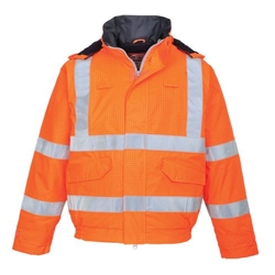Portwest Bizflame Rain Hi-Vis FR Winter Bomber Jacket. Size/Fit  M/R, Orange. Style S773