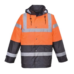 Portwest Hi-Vis Contrast Winter Traffic Jacket . Size/Fit  XXL/R, Orange. Style S467