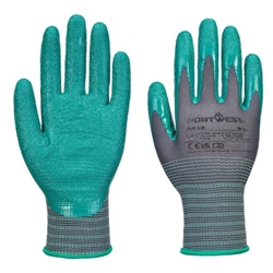 Portwest Grip 15 Nitrile Crinkle Glove. Size/Fit  S/R, Grey/Green. Style A313