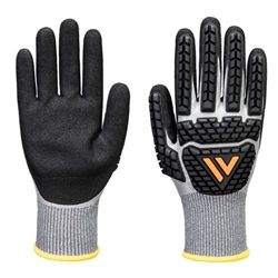 Portwest Impact F13 Nitrile Foam TPR Waterproof Glove. Size/Fit  S/R, Grey/Black. Style AP54