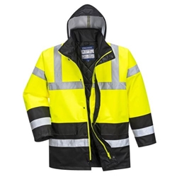 Portwest Hi-Vis Contrast Winter Traffic Jacket . Size/Fit  L/R, Yellow/Black. Style S466
