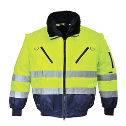 Portwest Hi-Vis 3-in-1 Contrast Pilot Jacket . Size/Fit  XXXL/R, Yellow/Navy. Style PJ50