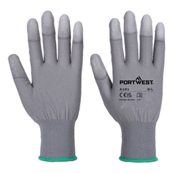 Portwest Grip 13 PU Fingertip Glove. Size/Fit  M/R, Grey. Style A121