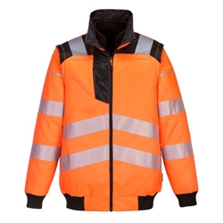 Portwest PW3 Hi-Vis 3-in-1 Pilot Jacket . Size/Fit  M/R, Orange/Black. Style PW302