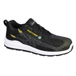 Portwest Eco Fly Composite Trainer S1PS SR FO. Size/Fit  47/Y, Black/Yellow. Style FC06