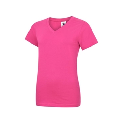 Uneek UC319 Ladies Classic V Neck T-Shirt Hot Pink XL