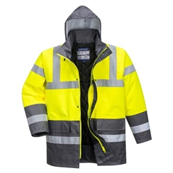 Portwest Hi-Vis Contrast Winter Traffic Jacket . Size/Fit  L/Y, Yellow/Grey. Style S466
