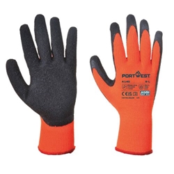 Portwest Cold 10 Latex Crinkle Glove. Size/Fit  XXL/B, Orange/Black. Style A140