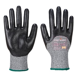 Portwest Cut D13 3/4 Nitrile Foam Glove. Size/Fit  S/R, Black. Style A621