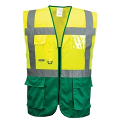 Portwest Warsaw Hi-Vis Contrast Executive Vest . Size/Fit  XXXL/R, Yellow/Green. Style C476