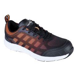 Portwest Steel Textile Trainer  S1P FO SR. Size/Fit  44/O, Black/Orange. Style FT15