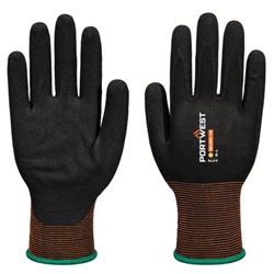 Portwest GP Grip 18 Nitrile Smooth/Sandy Glove. Size/Fit  S/R, Black. Style A375