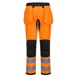 Portwest WX2 Eco Hi-Vis Holster Pocket Trousers. Size/Fit  38/R, Orange/Black. Style CD889